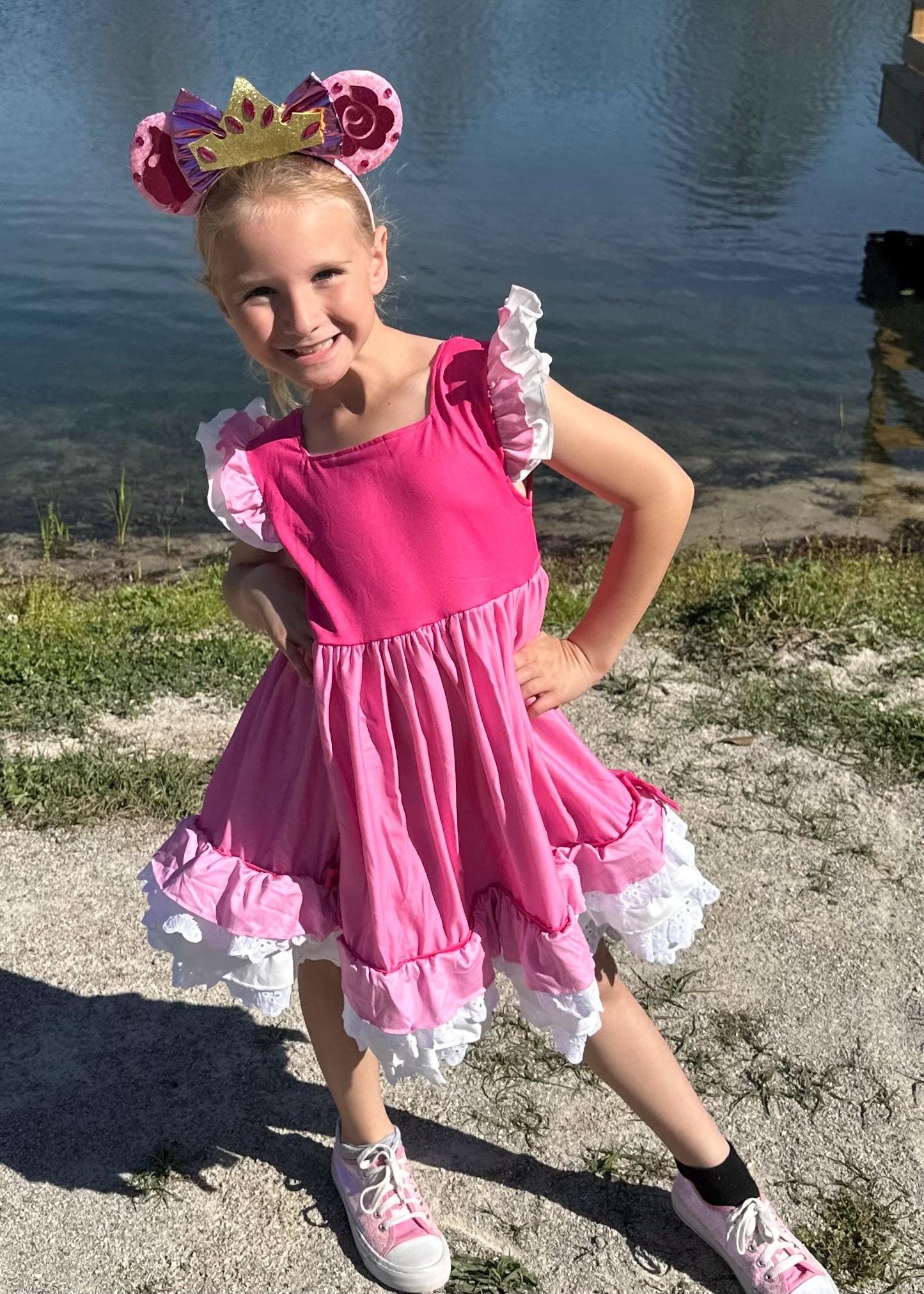 Sleepy Princess Ruffle and Lace Twirl Dress