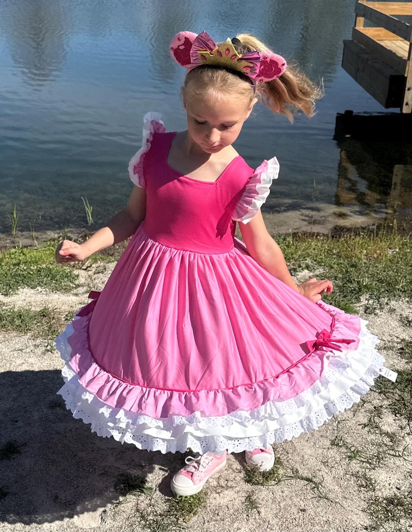 Sleepy Princess Ruffle and Lace Twirl Dress