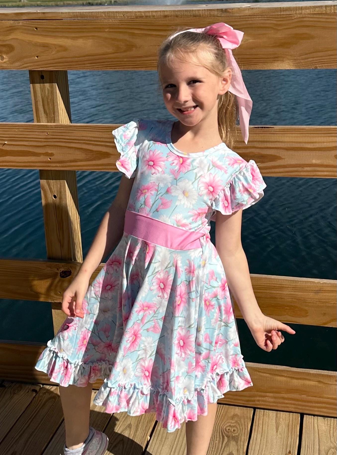 Gerber Daisy Bow Back Twirl Dress
