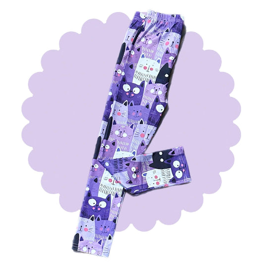 Purple Chubby Cats Leggings