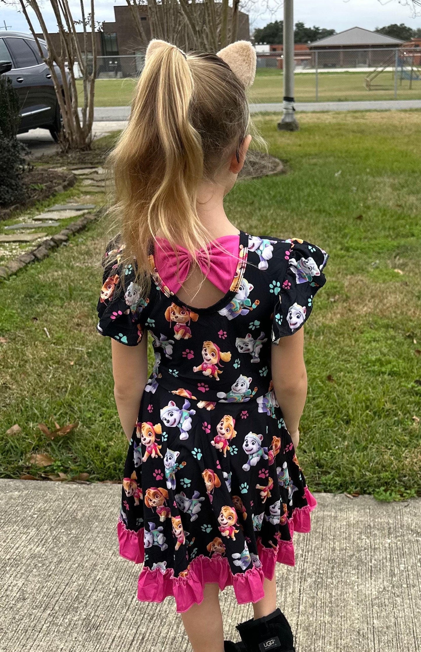 Super Hero Pups Bow Back Twirl Dress