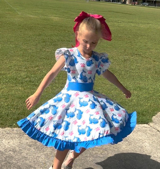 Whales and Crabs Bow Back Twirl Dress