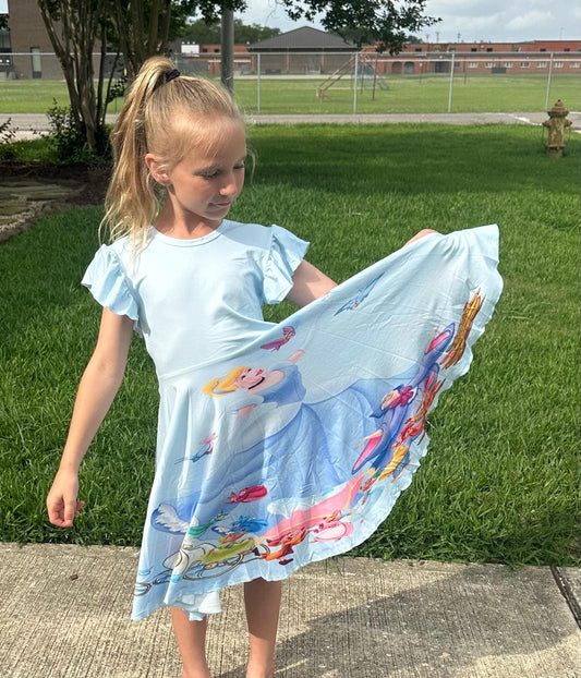 Glass Slipper Princess Bow Back Twirl Dress