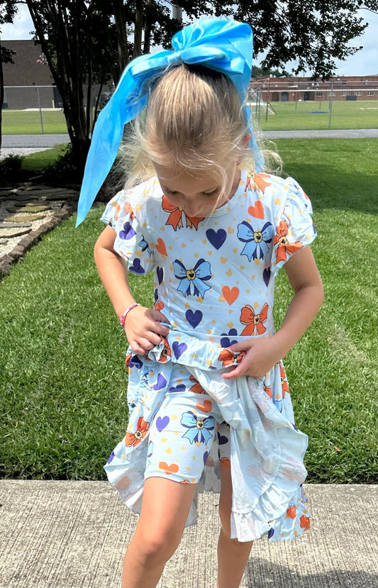 Bluey and Friend Bows Bow Back Twirl Dress with Shorts