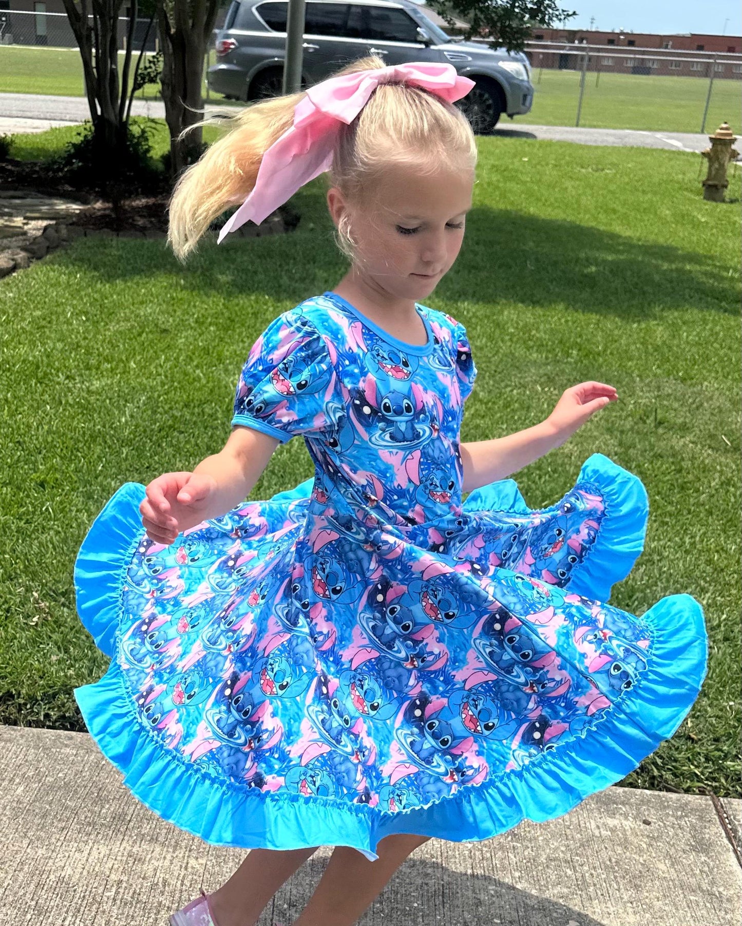 Blue Alien Twirl Dress