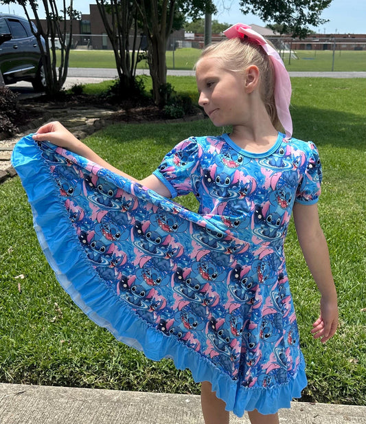 Blue Alien Twirl Dress