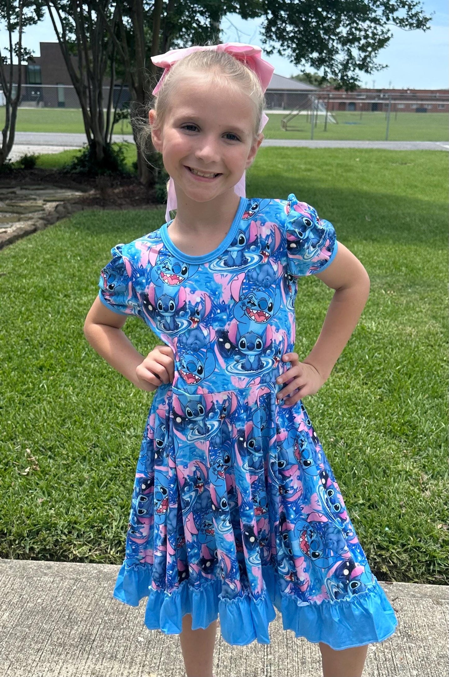 Blue Alien Twirl Dress