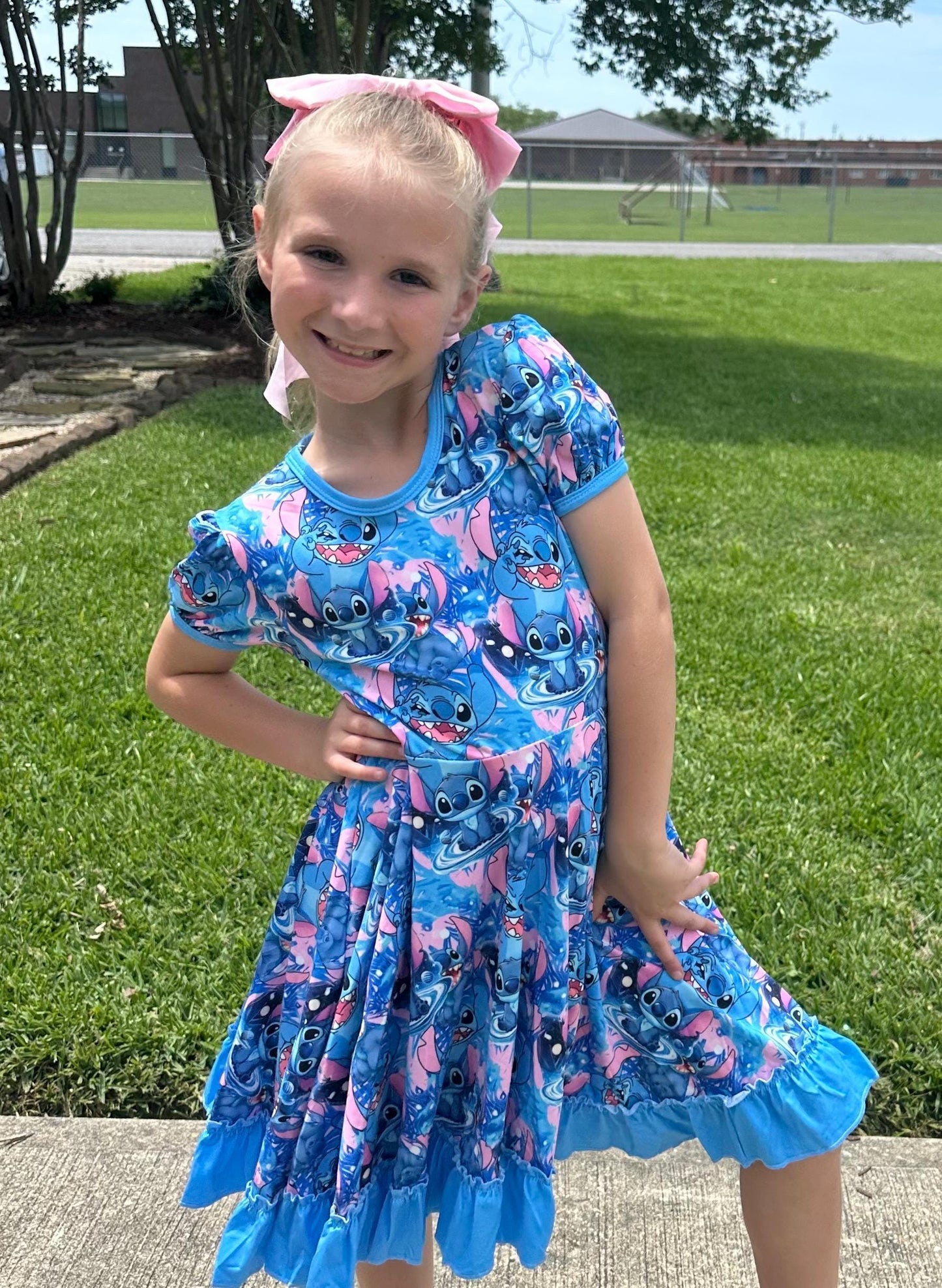 Blue Alien Twirl Dress