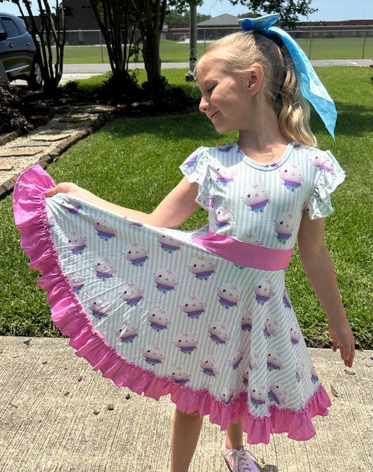 Cakey Bow Back Twirl Dress