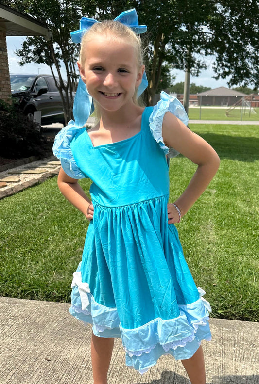 Ice Princess Ruffle and Lace Twirl Dress