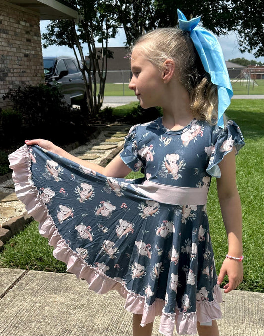 Koala Bow Back Twirl Dress