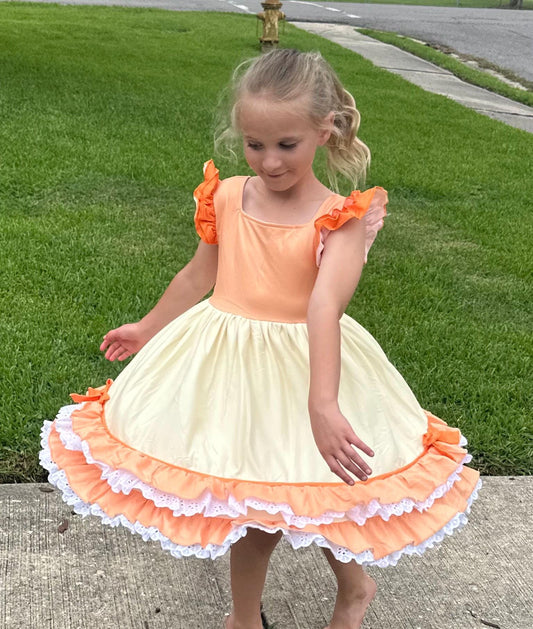 BINGO Inspired Ruffle and Lace Twirl Dress