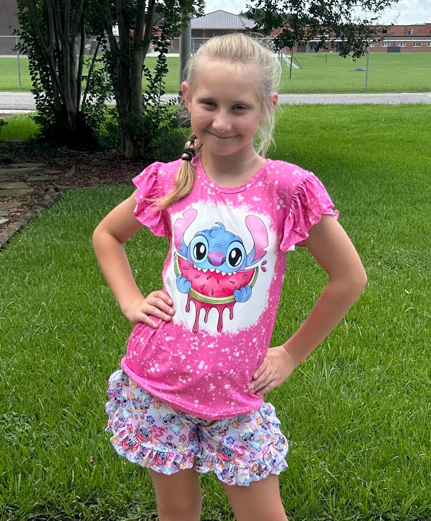 Blue Alien and Watermelon Short Set