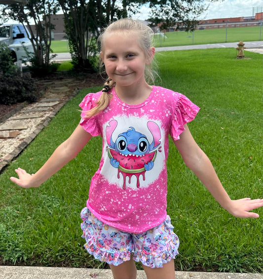 Blue Alien and Watermelon Short Set