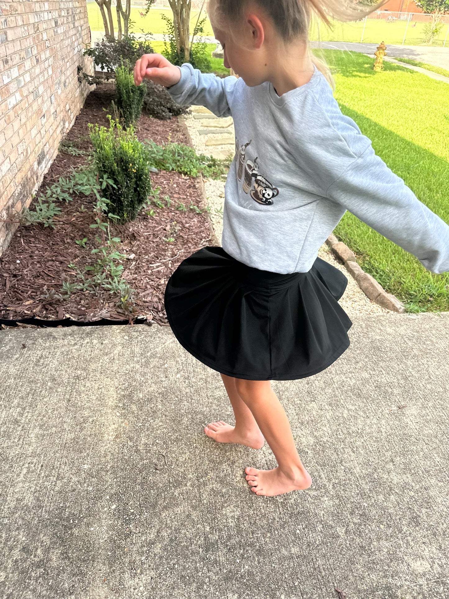 Black Yoga Style Twirl Skort