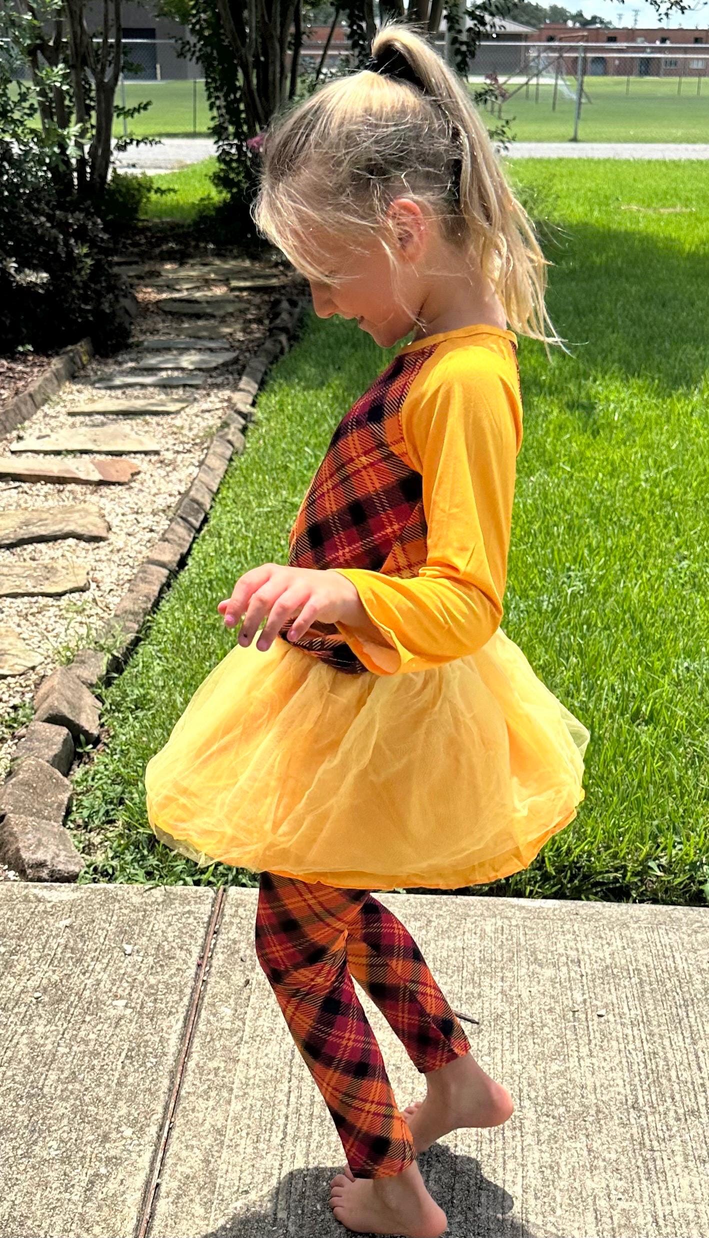 Fall Plaid Tulle Leggings Set