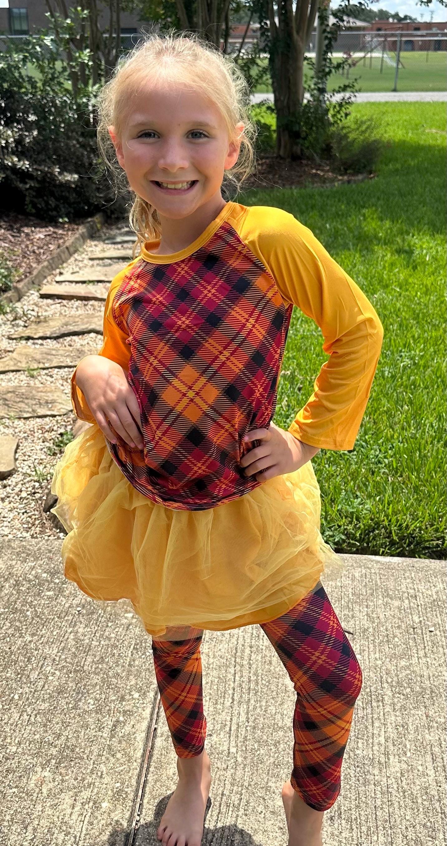 Fall Plaid Tulle Leggings Set