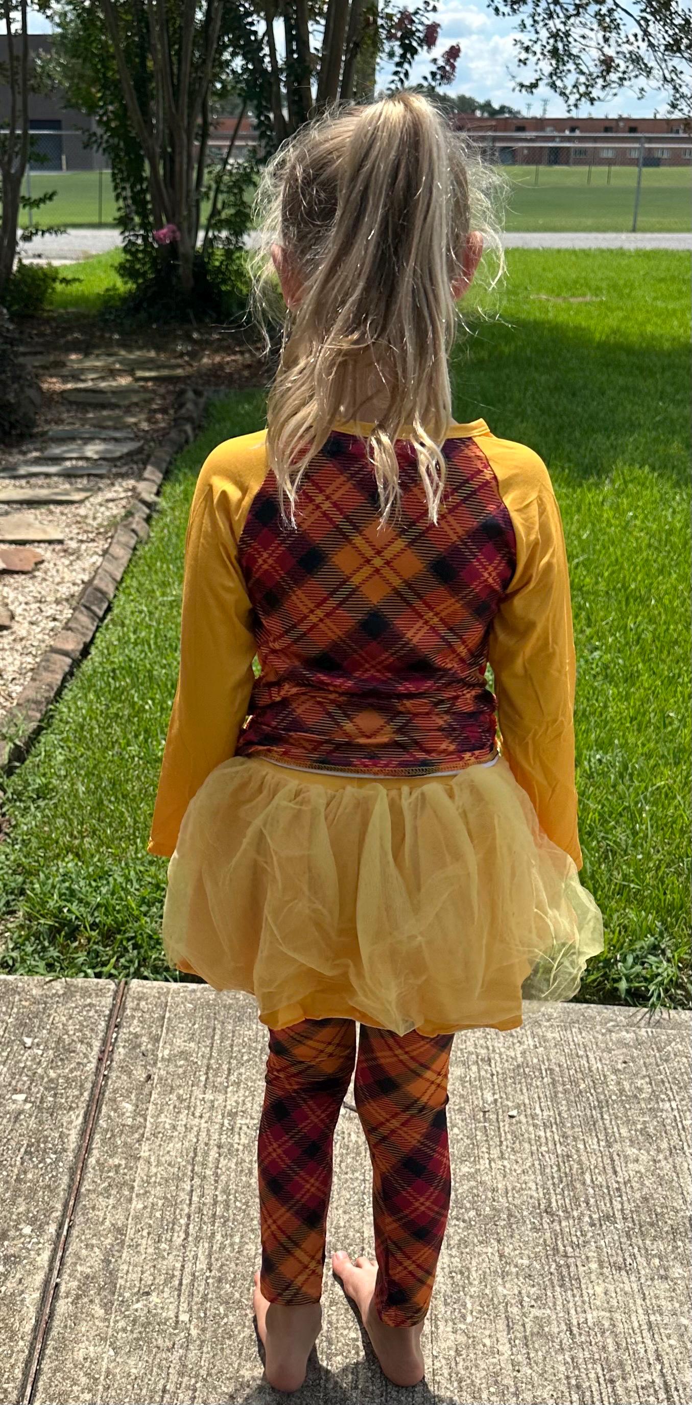 Fall Plaid Tulle Leggings Set