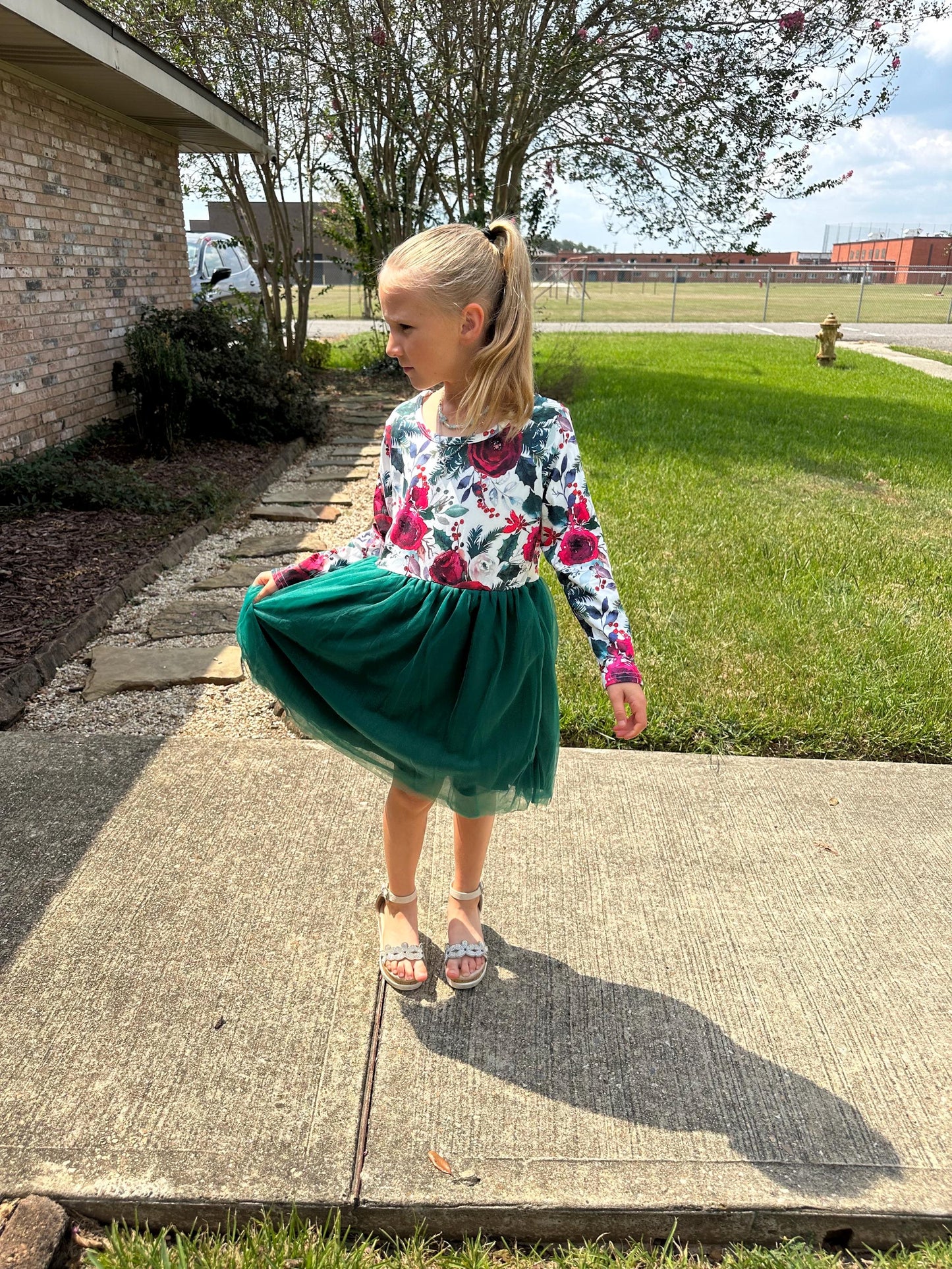 Christmas Flowers Tulle Dress