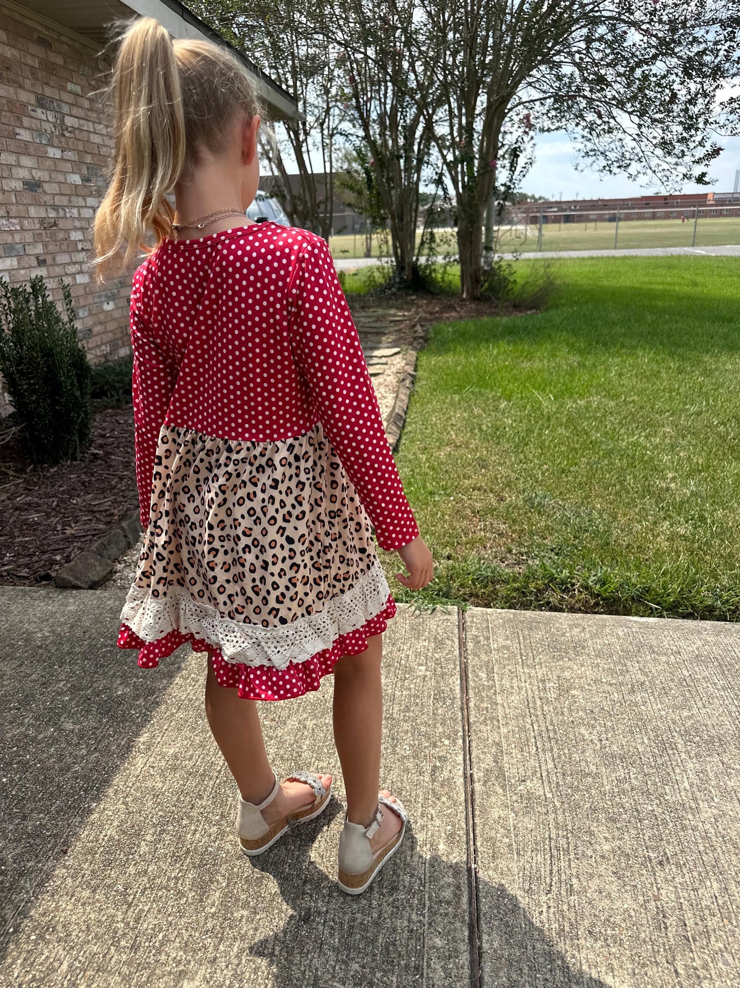 leopard lace and polka dots dress