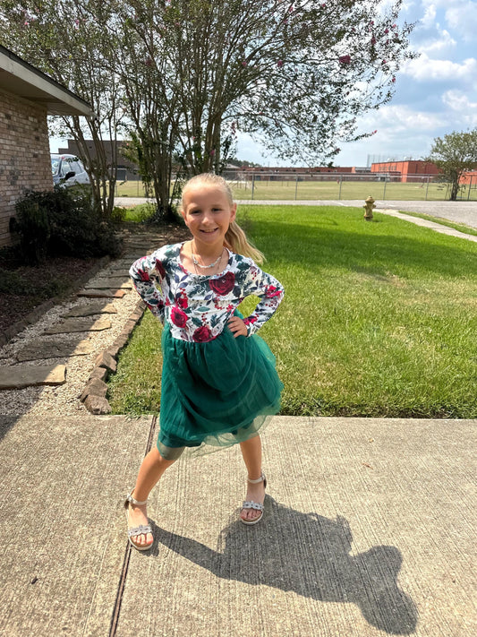 Christmas Flowers Tulle Dress