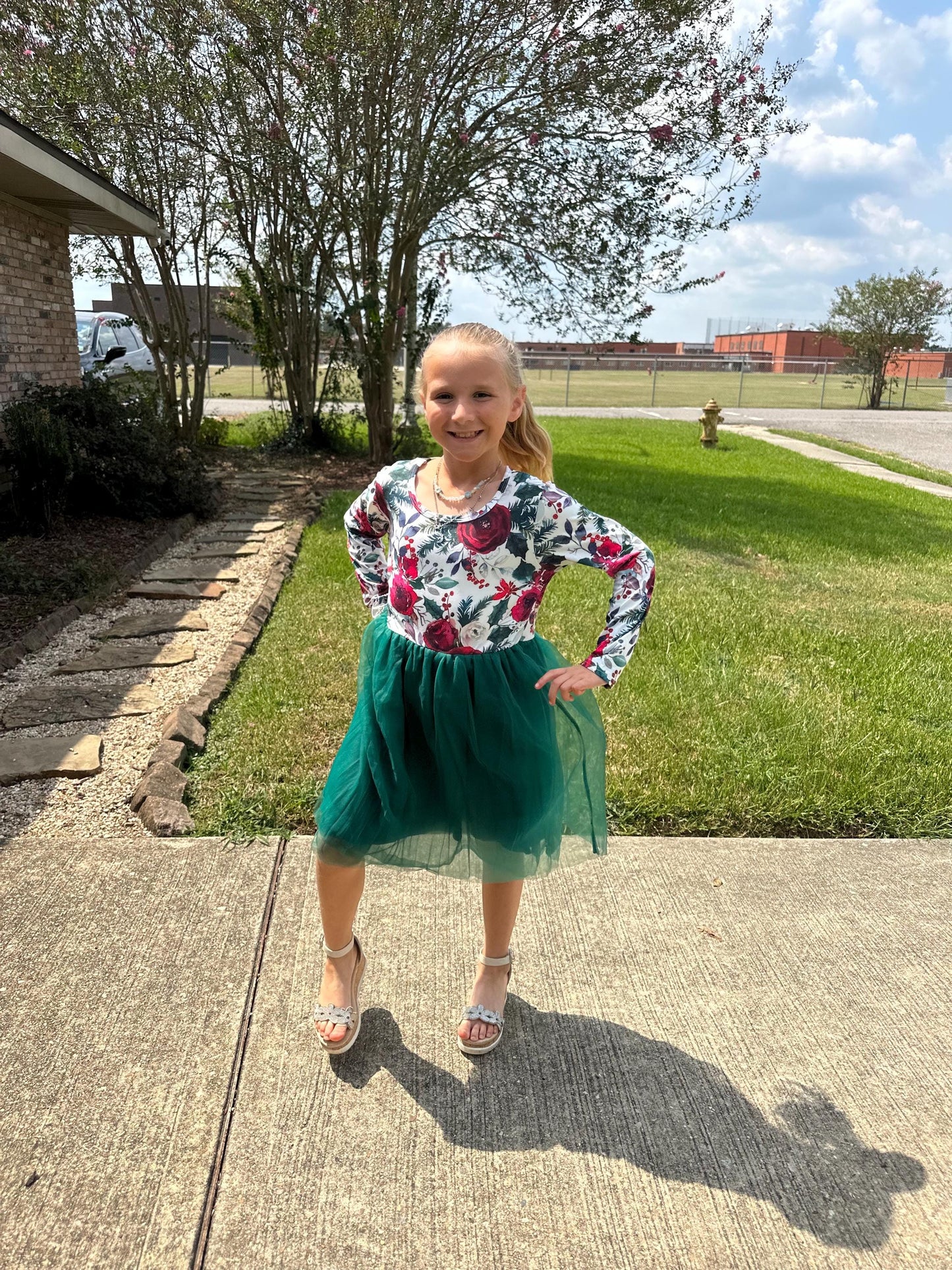 Christmas Flowers Tulle Dress