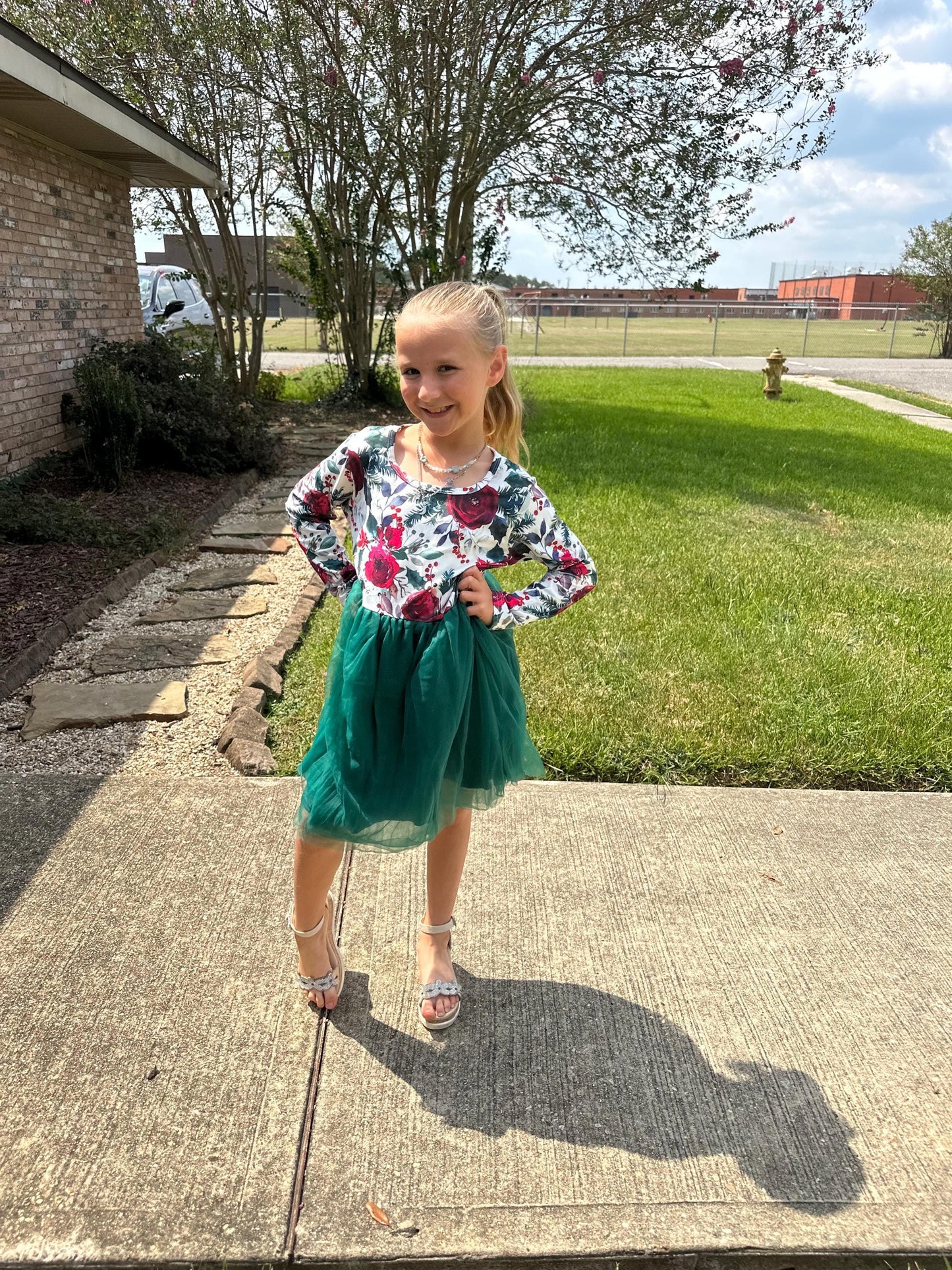 Christmas Flowers Tulle Dress