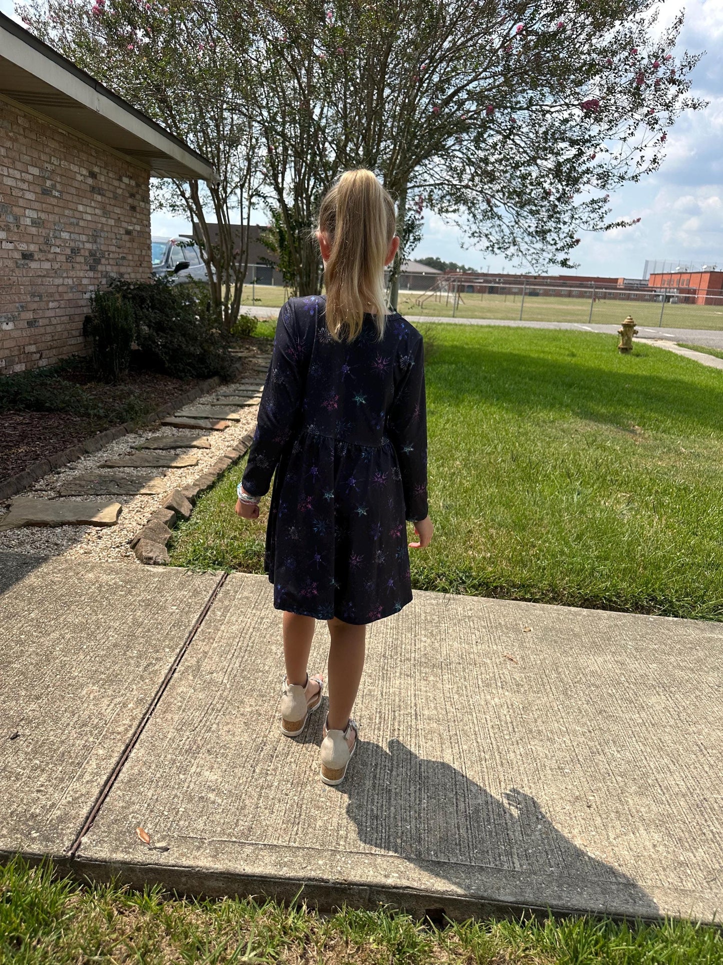 Rainbow Snowflakes Long Sleeve Dress