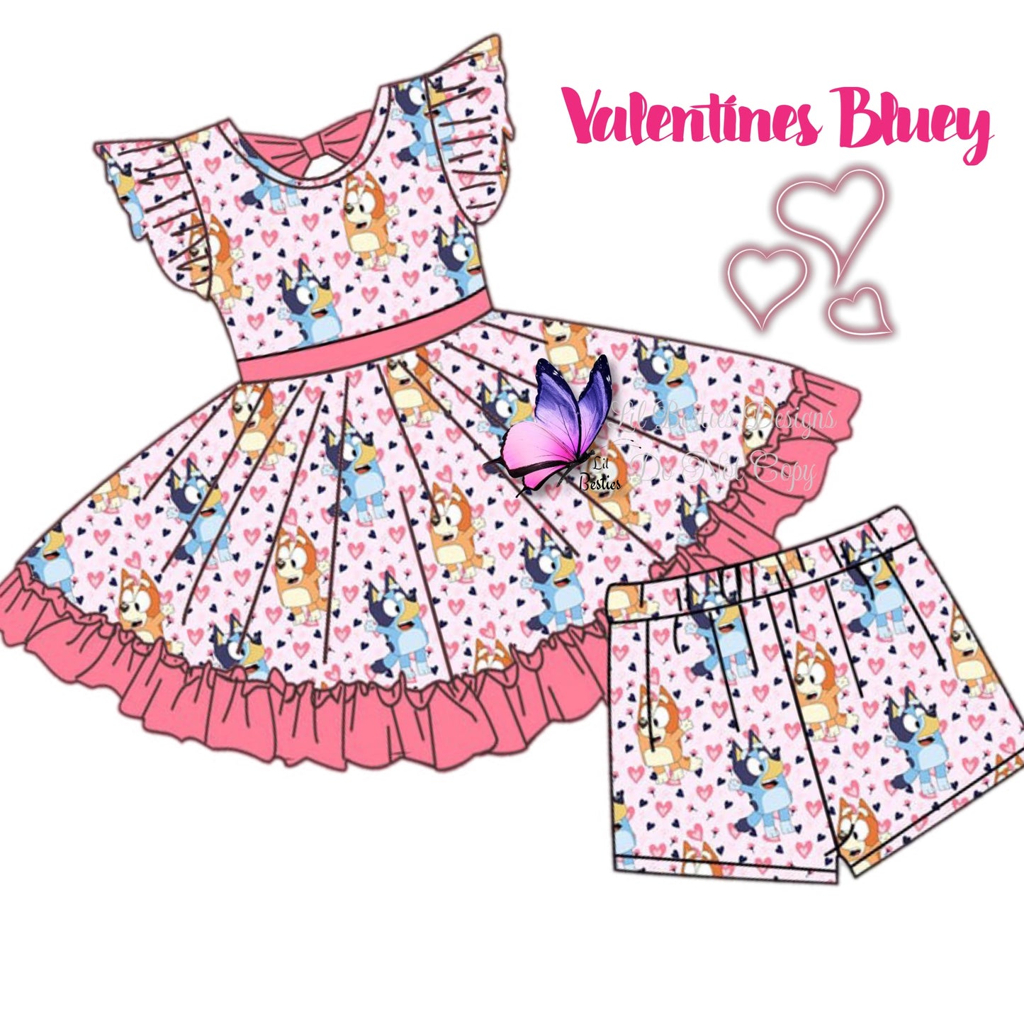 Blue Dog Valentines Day Twirl Set (PreOrder TAT 4 weeks from close arrival late January)