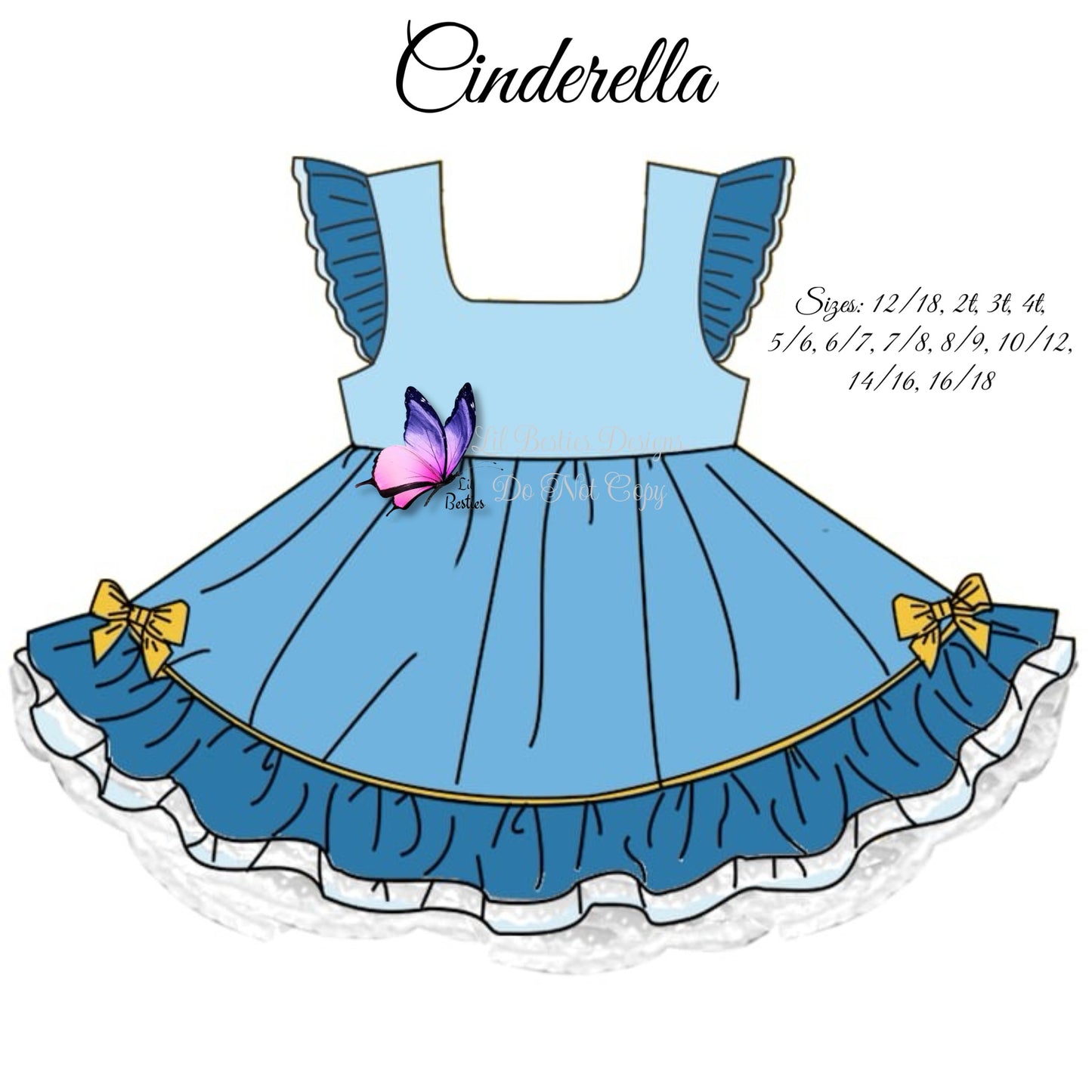 Cinderella Inspired Ruffle and Lace Dress (PreOrder TAT 4 weeks from close)