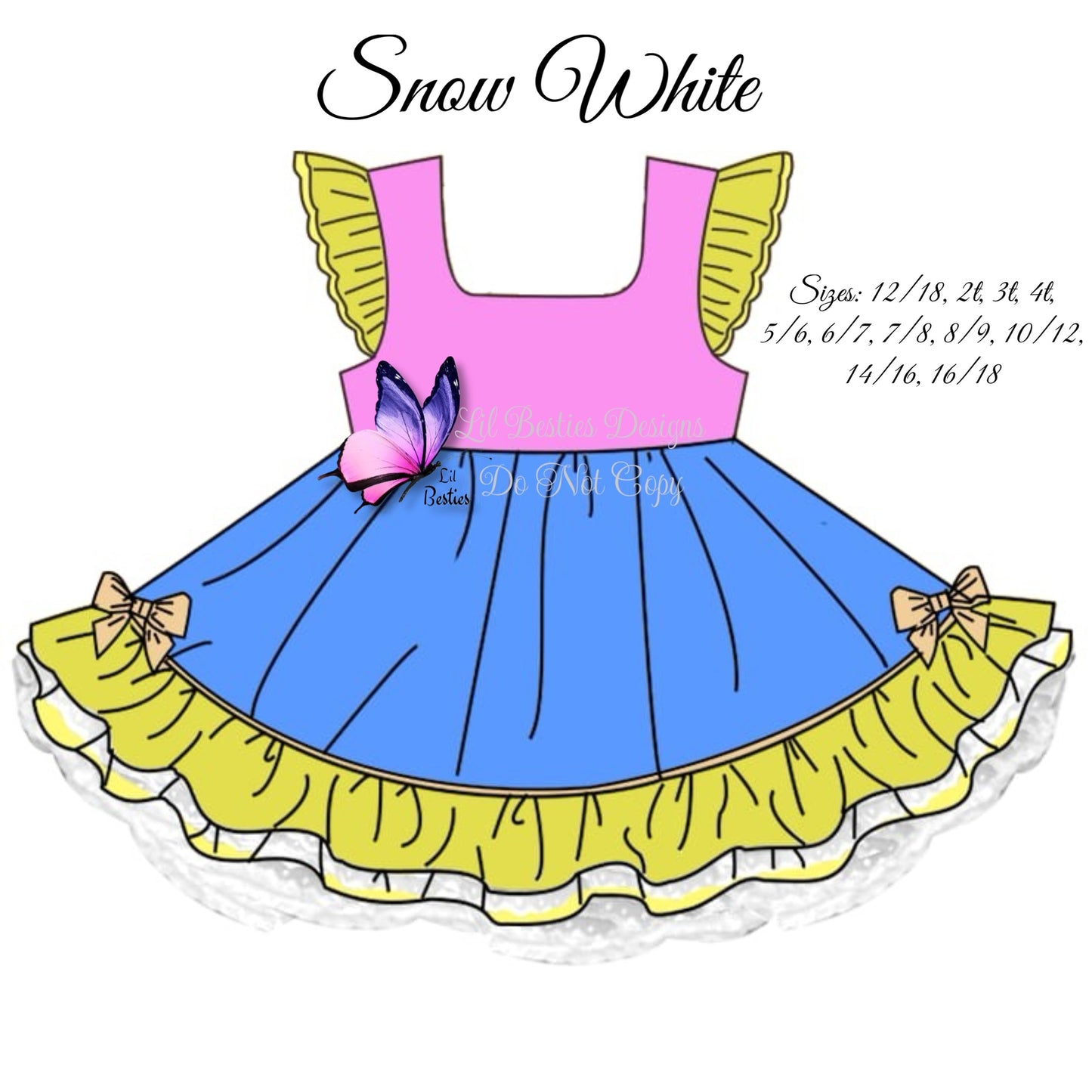 Snow White Inspired Ruffle and Lace Dress (PreOrder TAT 4 weeks from close)