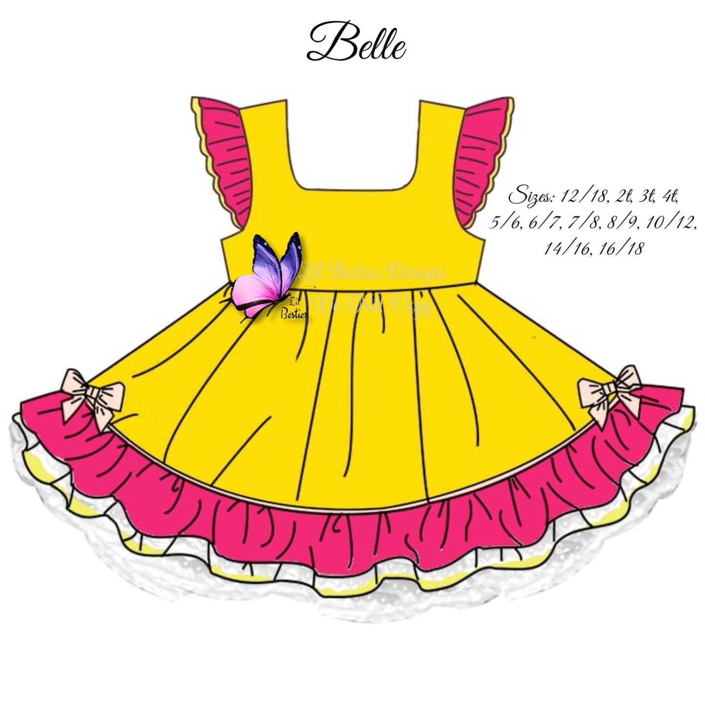 Belle Inspired Ruffle and Lace Dress (PreOrder TAT 4 weeks from close)