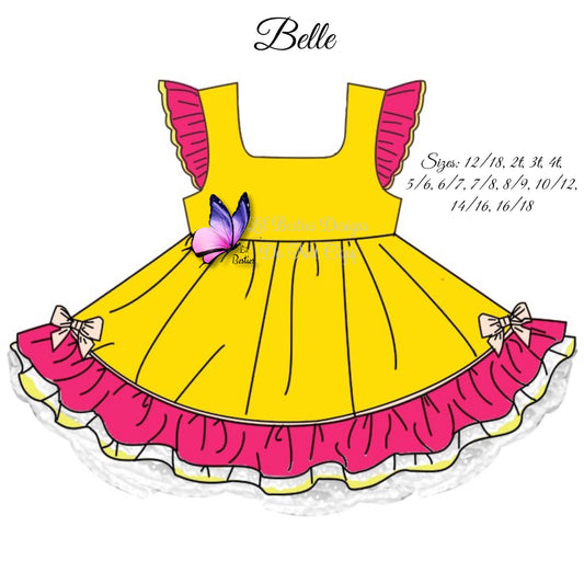 Belle Inspired Ruffle and Lace Dress (PreOrder TAT 4 weeks from close)