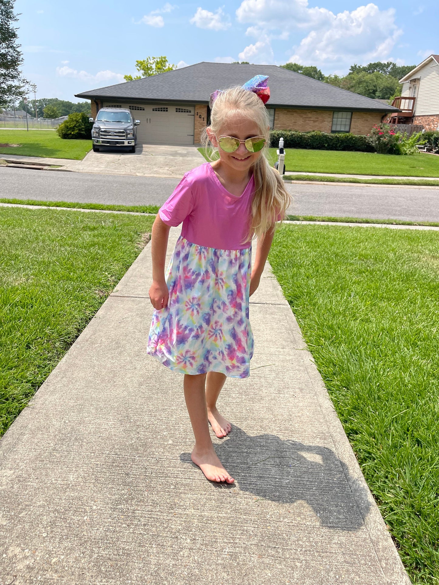 Pink Tye Die Cap Dress