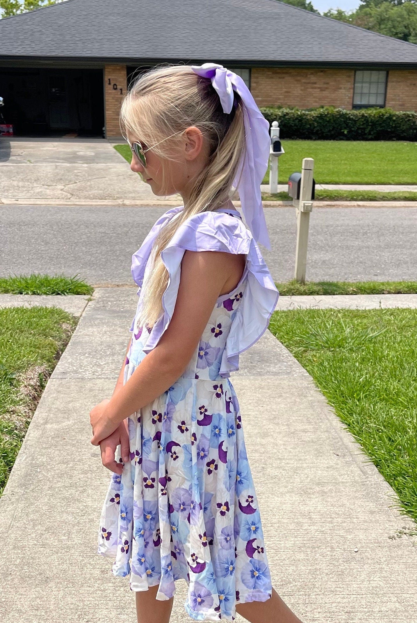 Purple Violets Ruffle Tank
