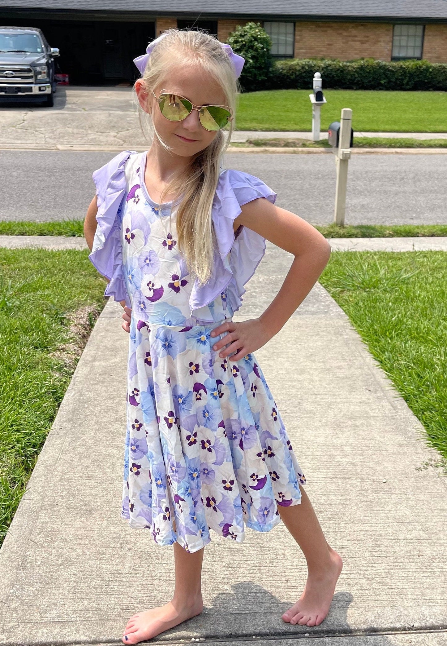 Purple Violets Ruffle Tank