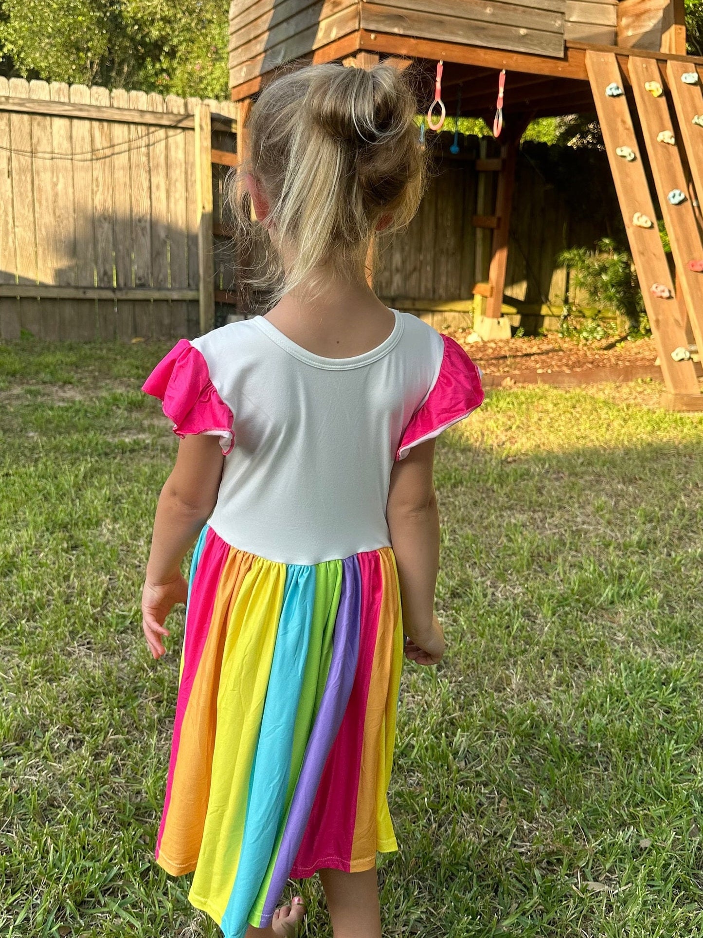 Rainbow back to school twirl dress