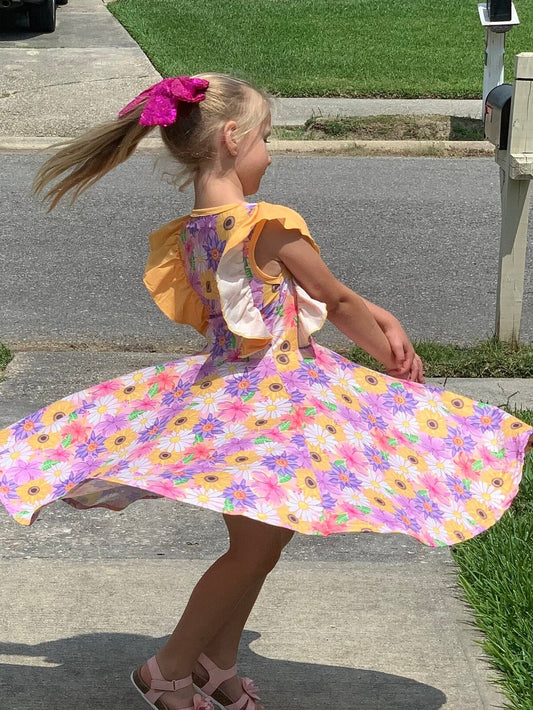 Yellow Floral Ruffle Tank