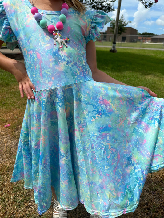 Paint splatter twirl dress