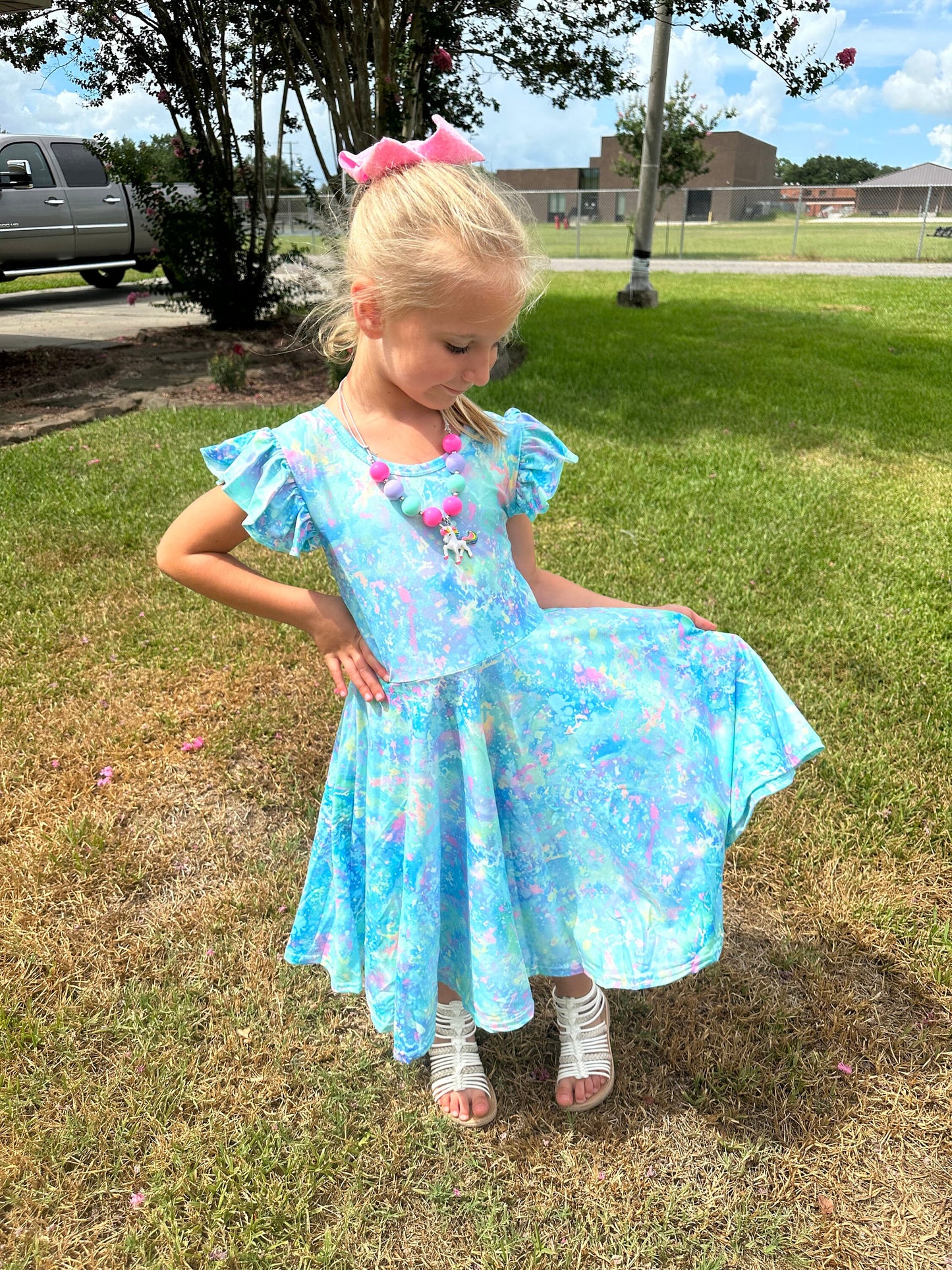 Paint splatter twirl dress