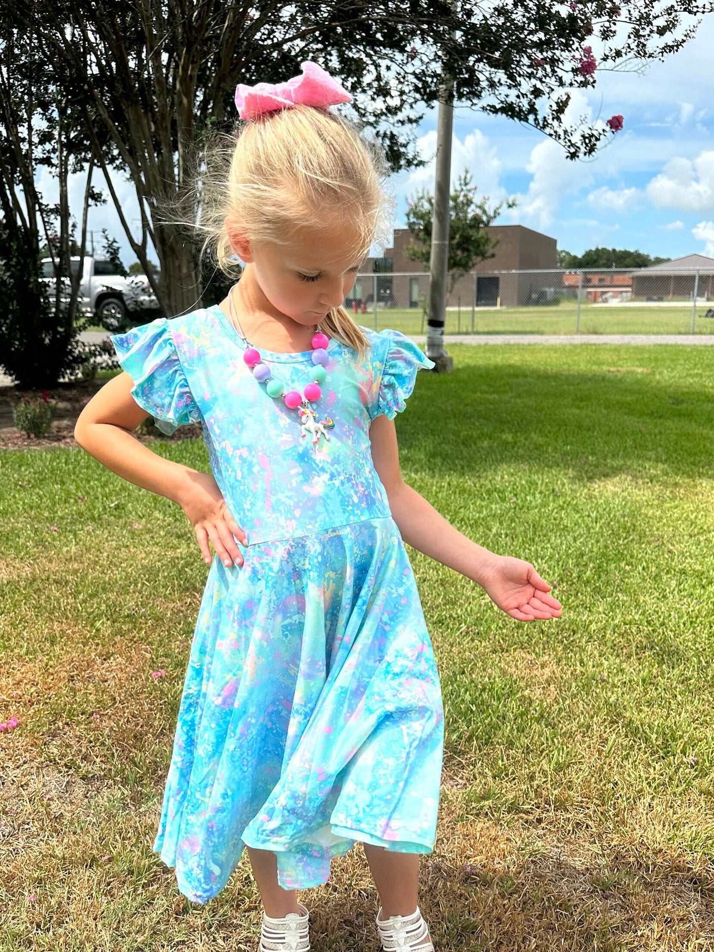 Paint splatter twirl dress