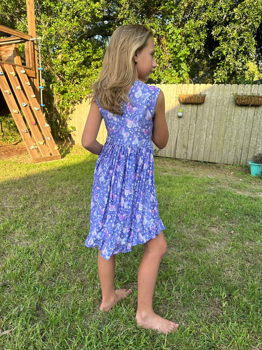 Butterfly floral high low dress