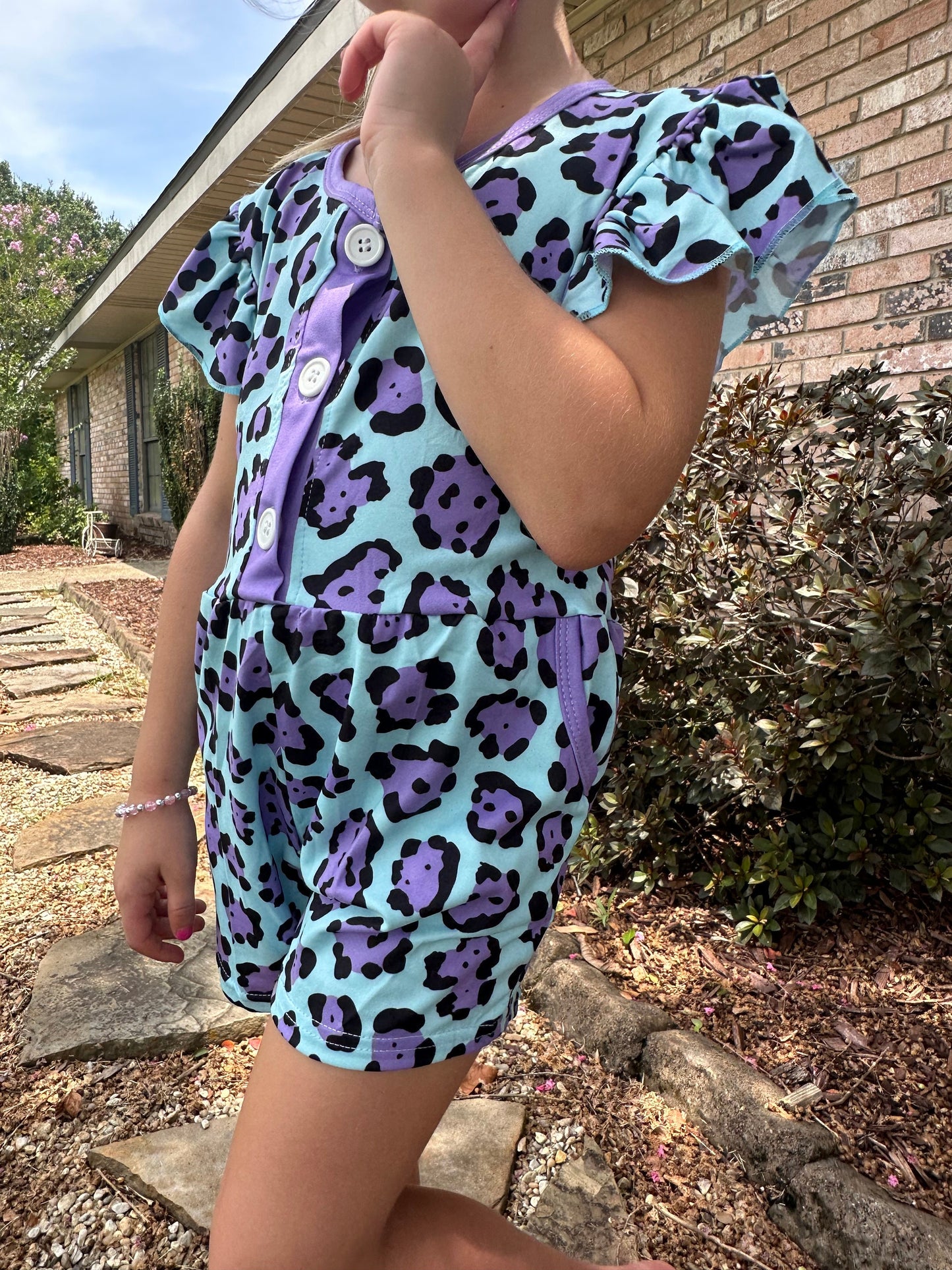 Blue Leopard Romper