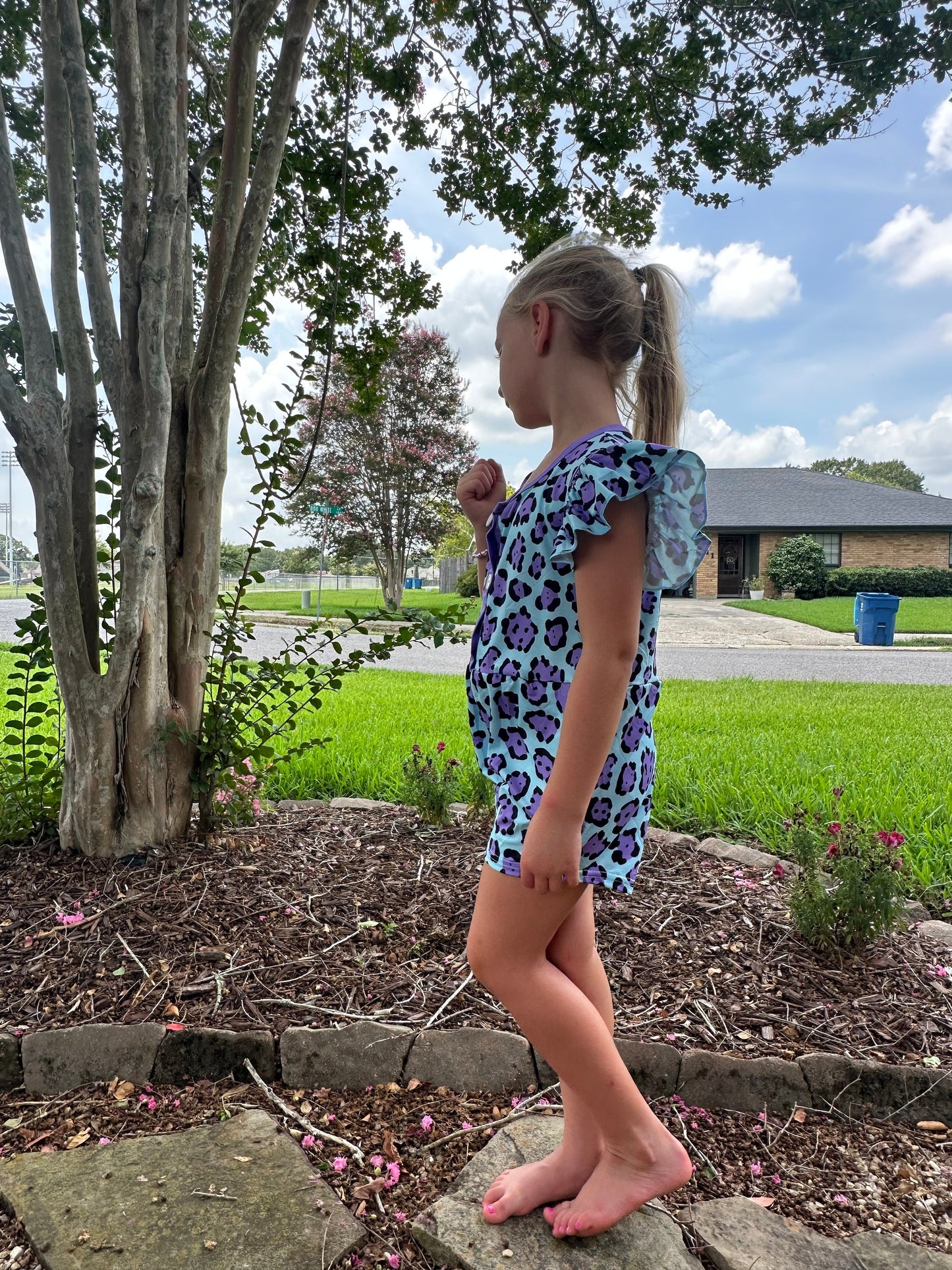 Blue Leopard Romper