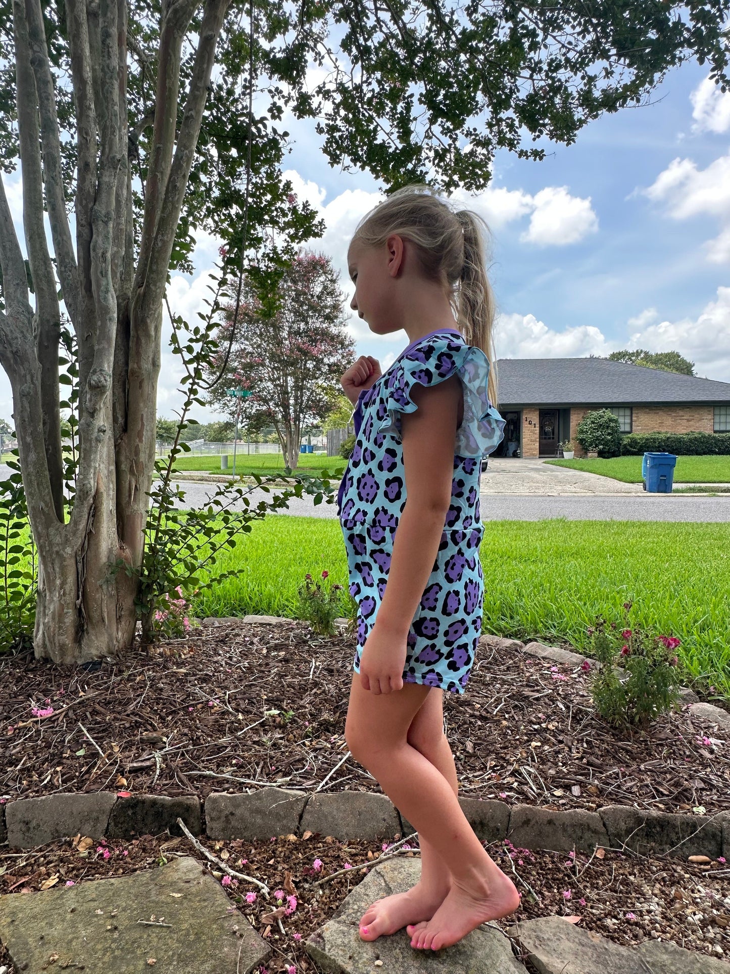 Blue Leopard Romper