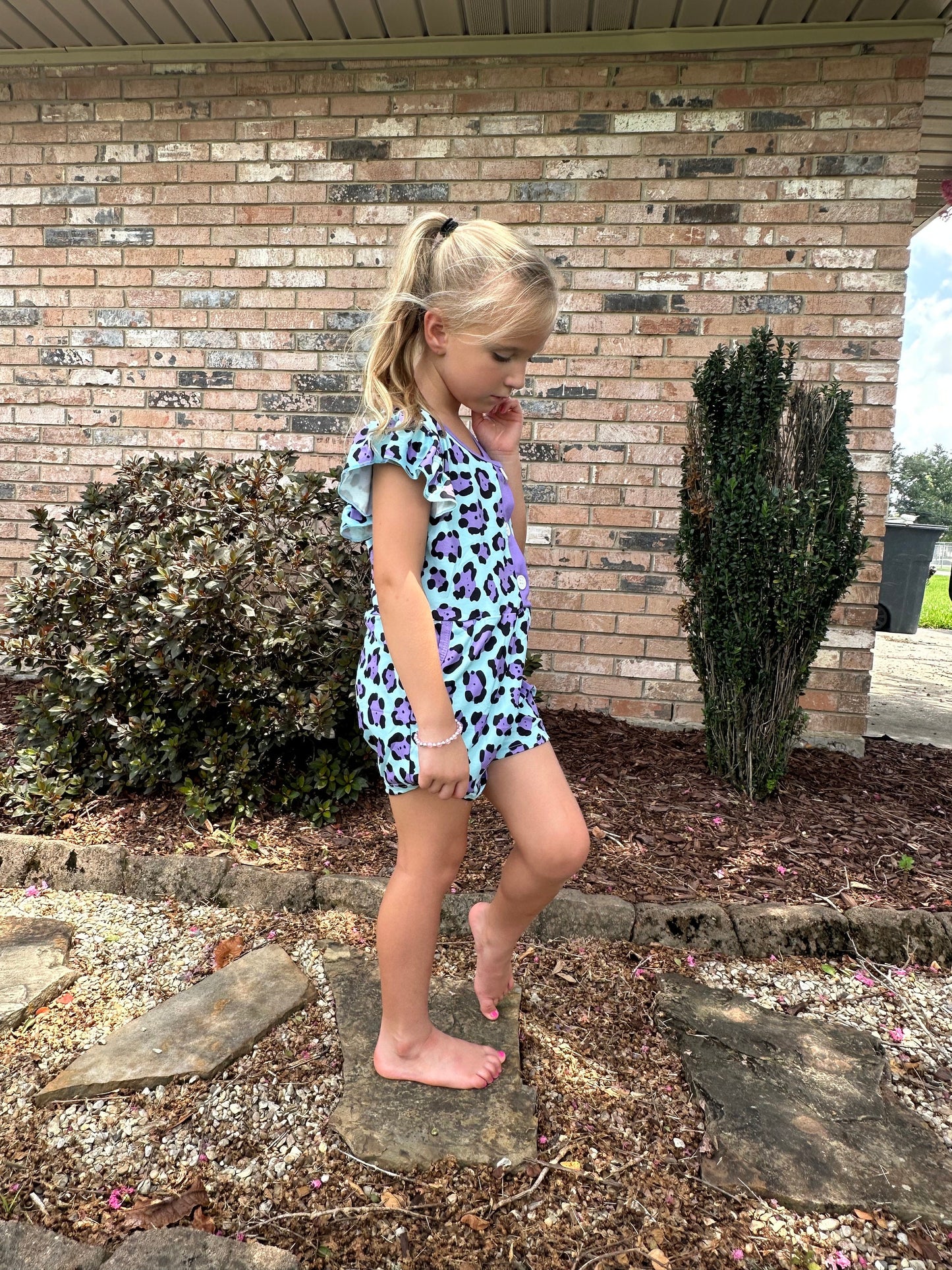 Blue Leopard Romper