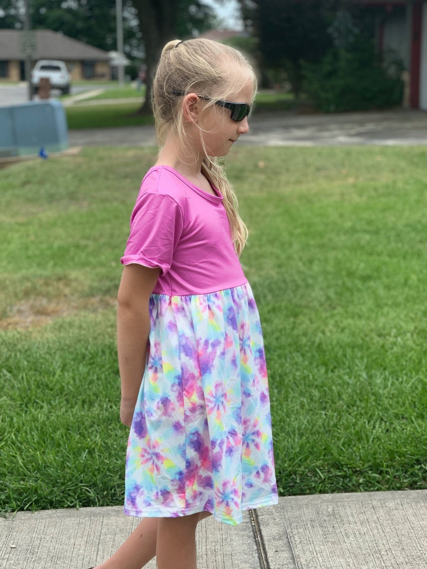 Pink Tye Die Cap Dress