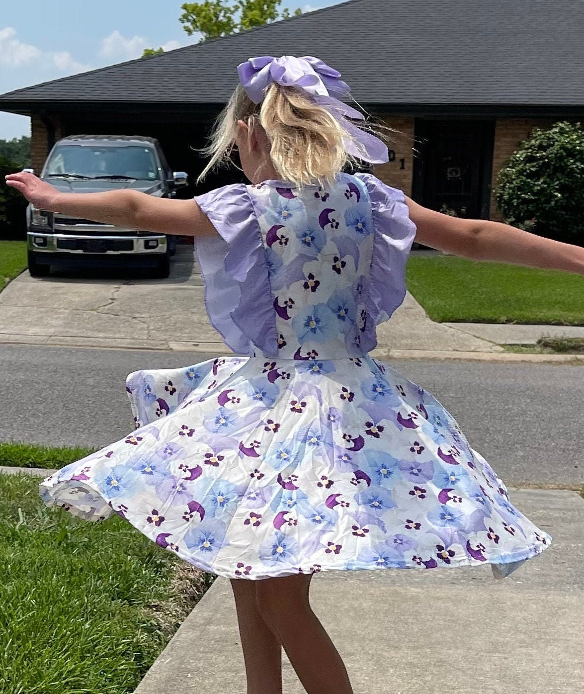 Purple Violets Ruffle Tank