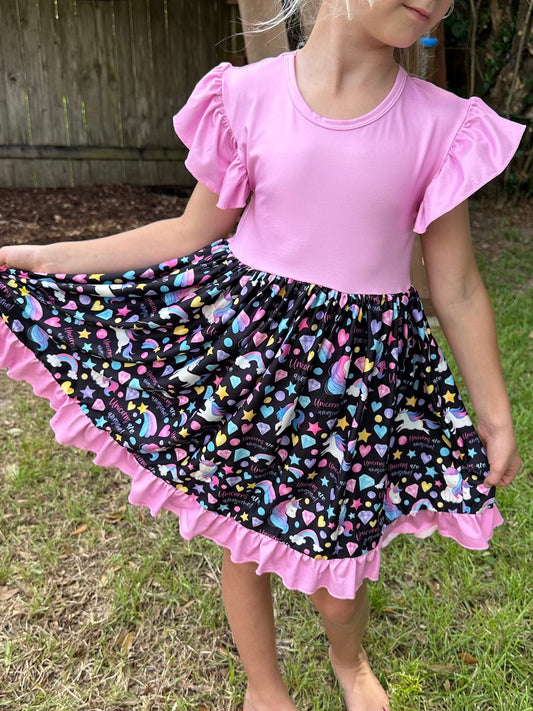 Unicorn magic flutter twirl dress