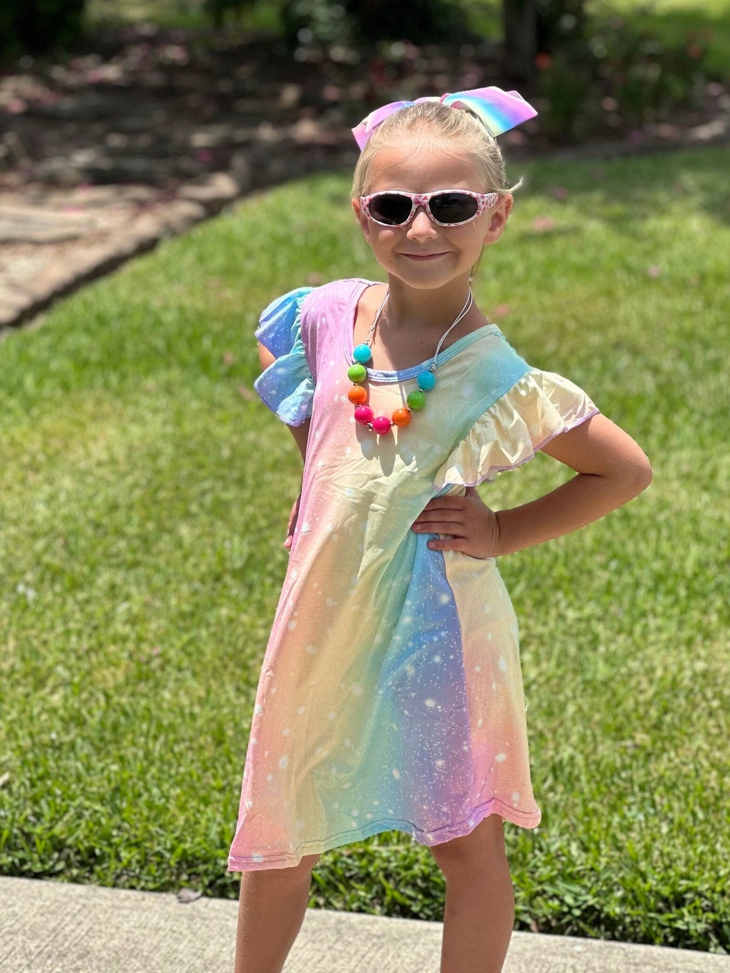 Rainbow Sparkle Swing Dress
